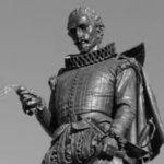 La estatua de Miguel de Cervantes de Alcalá de Henares