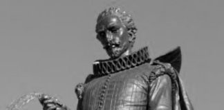 La estatua de Miguel de Cervantes de Alcalá de Henares La estatua de Miguel de Cervantes de Alcalá de Henares