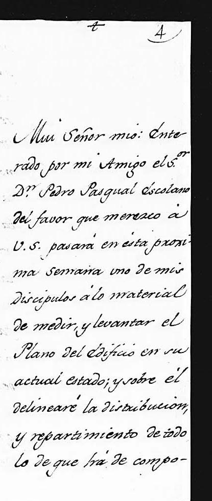 Carta de Ventura Rodríguez, reforma del Colegio Máximo, Alcalá de Henares