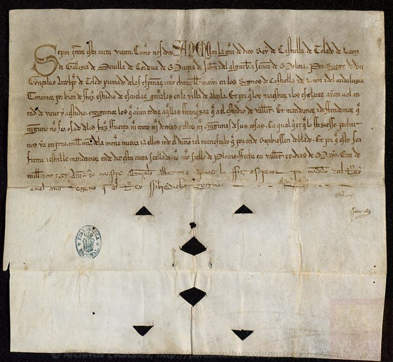 Carta de Sancho IV, estudios de Alcalá de Henares