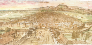 Felipe II en Alcalá de Henares, por Hendrick CocK Felipe II en Alcalá de Henares