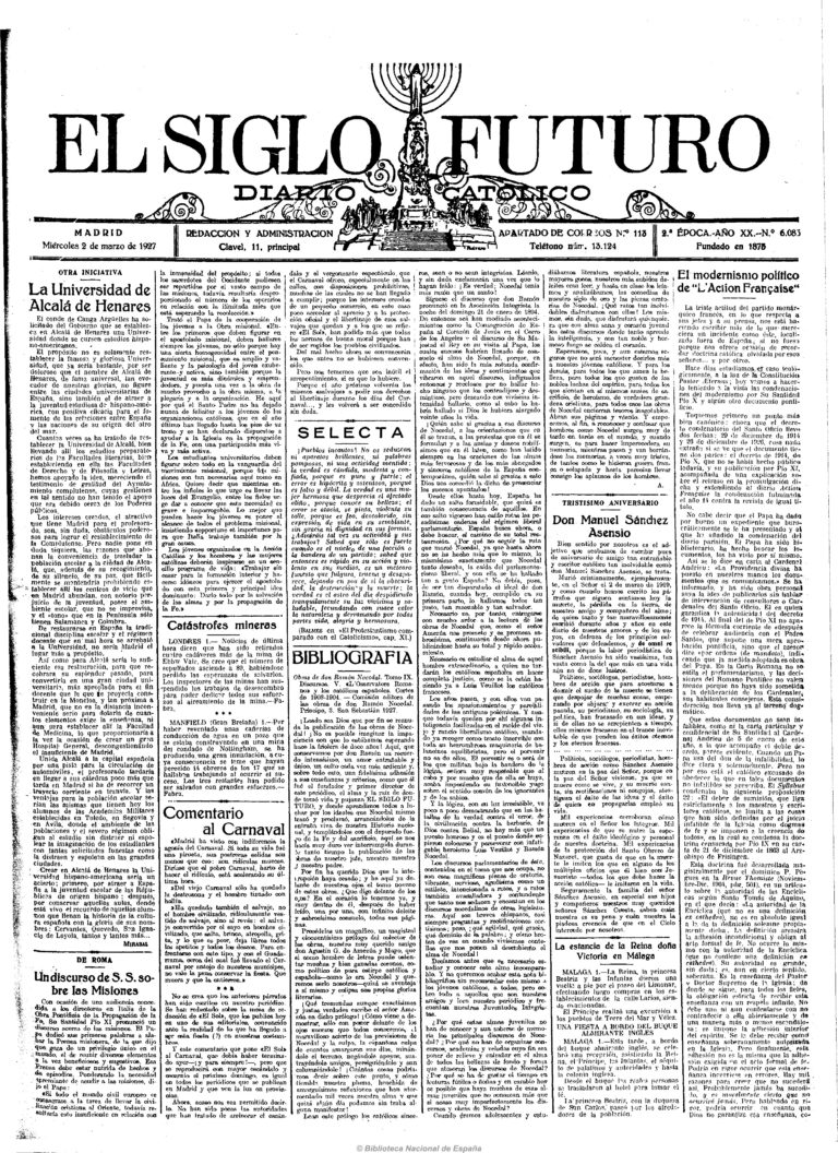 Una iniciativa de 1927 para recuperar la Universidad de Alcalá de Henares
